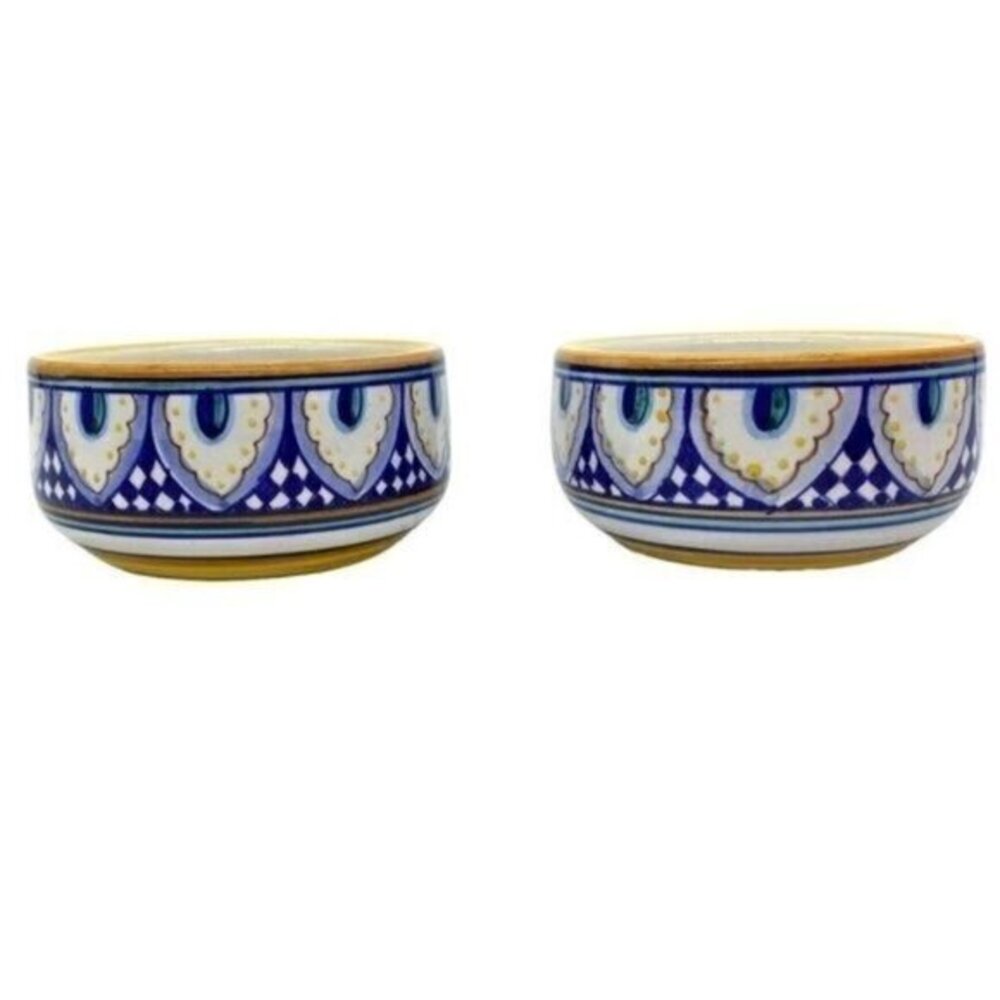 Deruta Italy Dip Amano Mano Franco Mari Artist Signed Candle Stick Holders